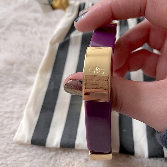 NWT Lele Sadoughi Geo Stretch Bangle Bracelet Eggplant - Picture 6 of 6